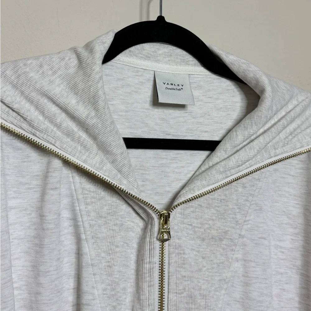 Varley Halley Zip-Through Sweat in Ivory Marl - Picture 7 of 10